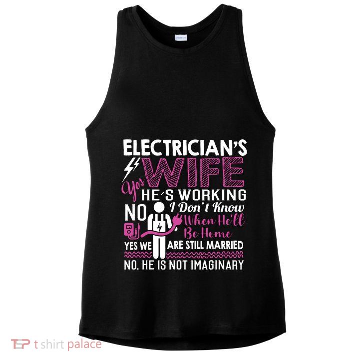Funny Electrician Wife Electrician Gift Ladies PosiCharge Tri-Blend Wicking Tank