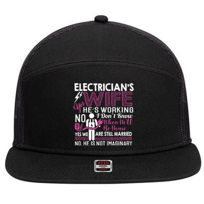 Funny Electrician Wife Electrician Gift 7 Panel Mesh Trucker Snapback Hat