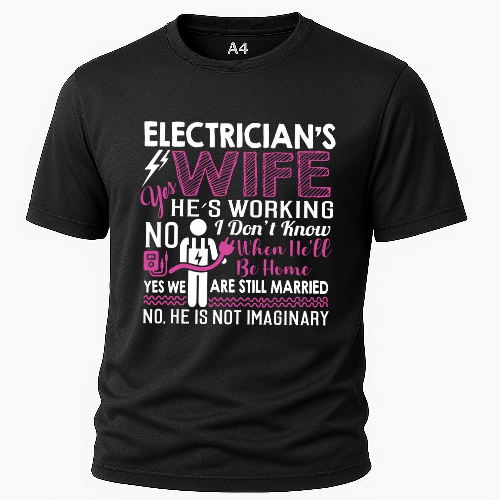 Funny Electrician Wife Electrician Gift Cooling Performance Crew T-Shirt