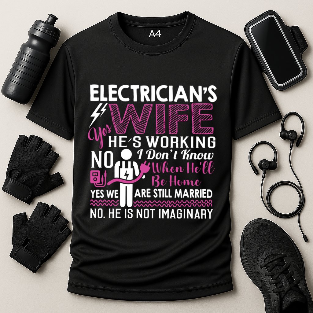 Funny Electrician Wife Electrician Gift Cooling Performance Crew T-Shirt