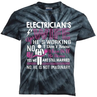 Funny Electrician Wife Electrician Gift Kids Tie-Dye T-Shirt