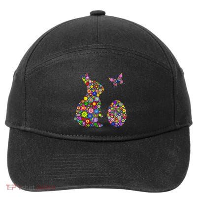 Floral Easter Women Easter Bunny Spring Flowers Rabbit 7-Panel Snapback Hat