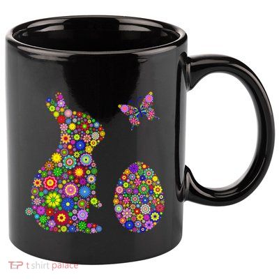 Floral Easter Women Easter Bunny Spring Flowers Rabbit 11oz C Handle Ceramic Mug