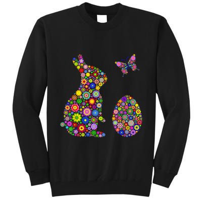 Floral Easter Women Easter Bunny Spring Flowers Rabbit Tall Sweatshirt