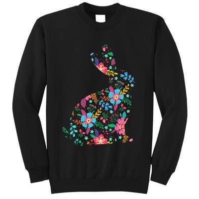 Floral Easter Women Easter Bunny Spring Flowers Rabbit Sweatshirt