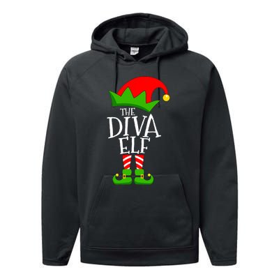 Funny Elf Xmas The Diva Elf Family Christmas Performance Fleece Hoodie