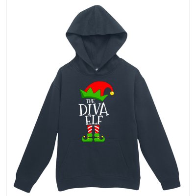 Funny Elf Xmas The Diva Elf Family Christmas Urban Pullover Hoodie