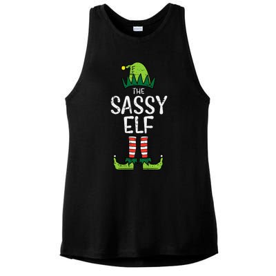 Festive Elf Xmas Matching Holiday Outfits Ladies PosiCharge Tri-Blend Wicking Tank