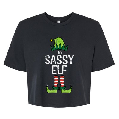 Festive Elf Xmas Matching Holiday Outfits Bella+Canvas Jersey Crop Tee