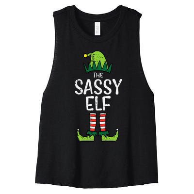 Festive Elf Xmas Matching Holiday Outfits Women's Racerback Cropped Tank