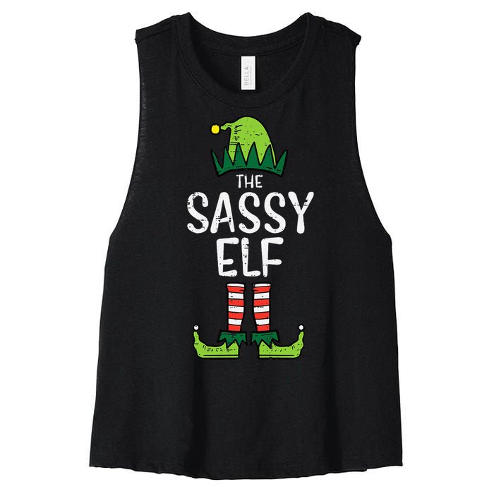 Festive Elf Xmas Matching Holiday Outfits Women's Racerback Cropped Tank