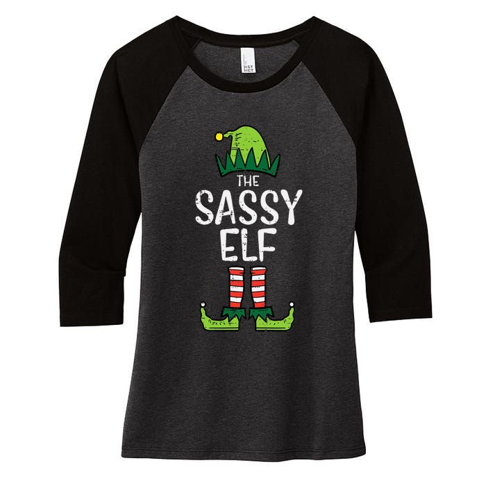 Festive Elf Xmas Matching Holiday Outfits Women's Tri-Blend 3/4-Sleeve Raglan Shirt