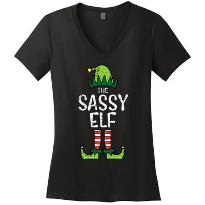 Festive Elf Xmas Matching Holiday Outfits Women's V-Neck T-Shirt