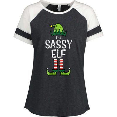 Festive Elf Xmas Matching Holiday Outfits Enza Ladies Jersey Colorblock Tee