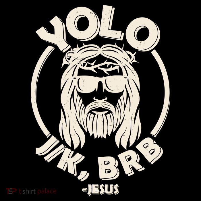 Funny Easter YOLO JK BRB Jesus Drawstring Bag