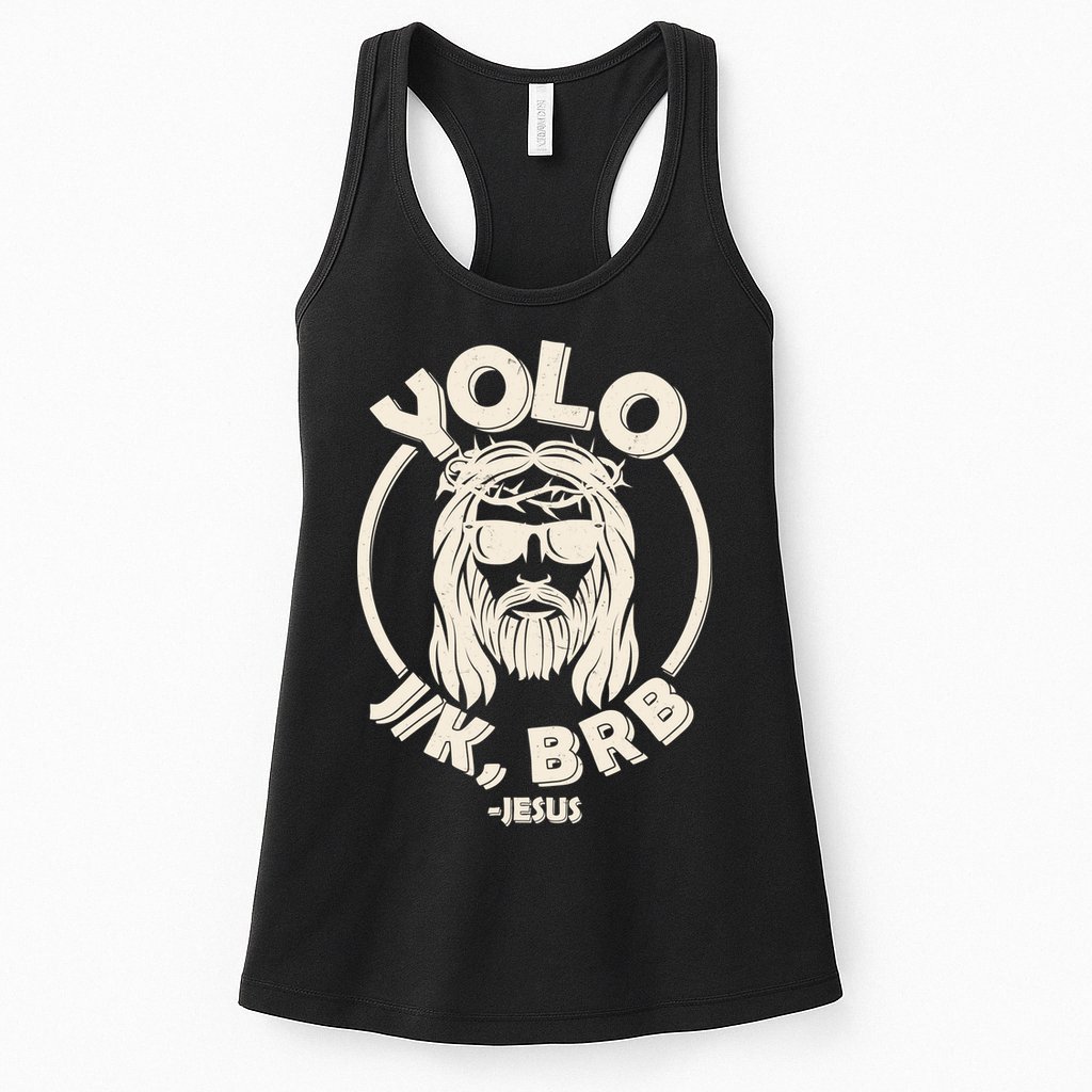 Funny Easter YOLO JK BRB Jesus Womens Tank Top