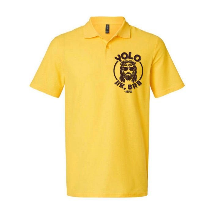 Funny Easter YOLO JK BRB Jesus Softstyle Adult Sport Polo