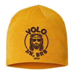 Funny Easter YOLO JK BRB Jesus Sustainable Beanie