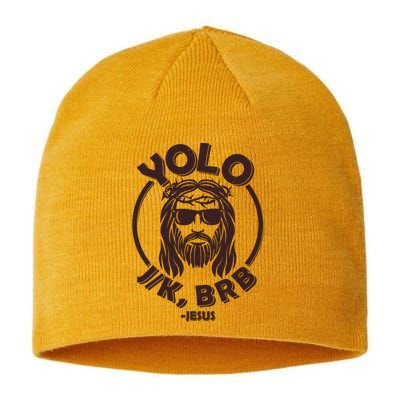 Funny Easter YOLO JK BRB Jesus Sustainable Beanie