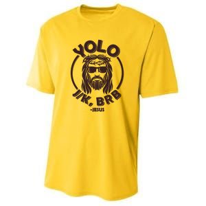 Funny Easter YOLO JK BRB Jesus Youth Performance Sprint T-Shirt