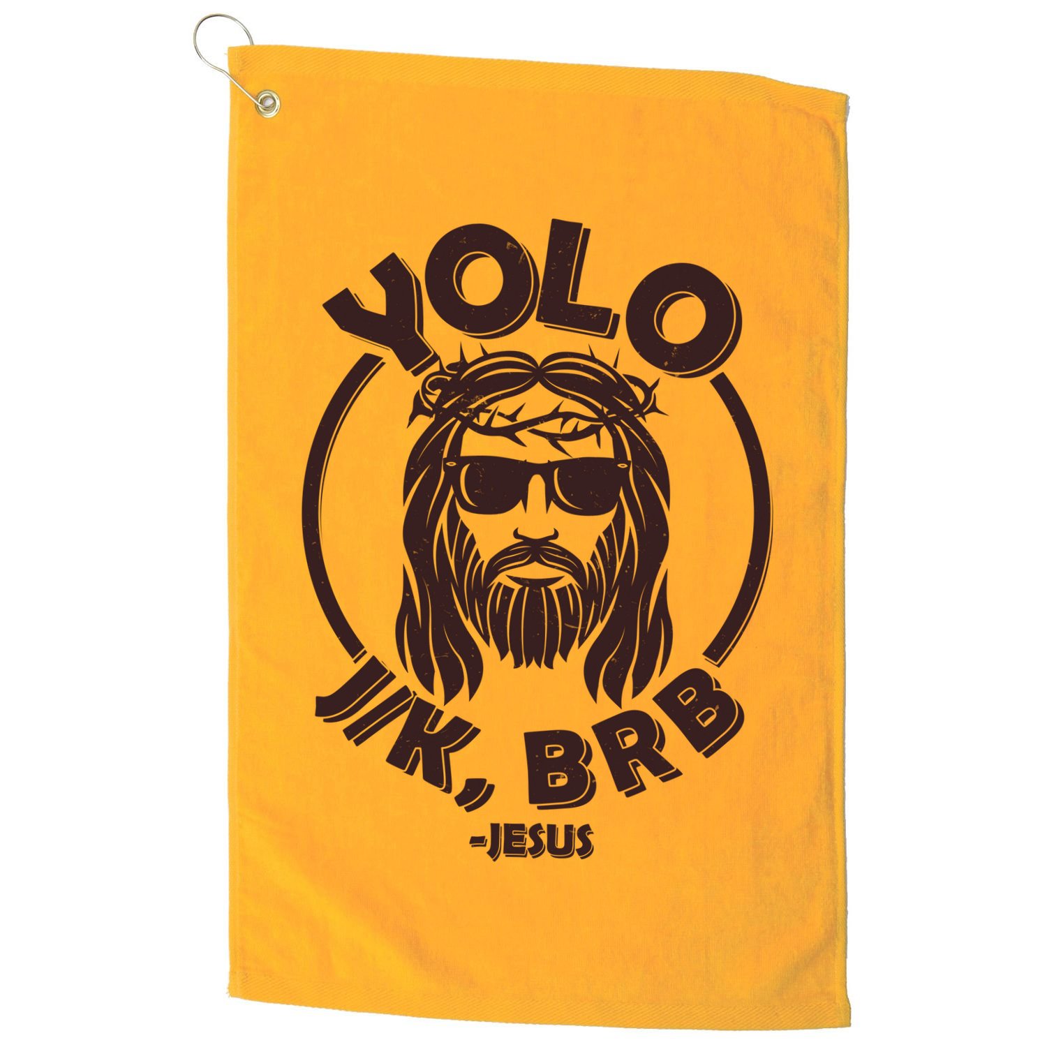 Funny Easter YOLO JK BRB Jesus Golf Towel