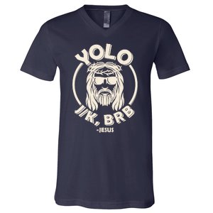 Funny Easter YOLO JK BRB Jesus V-Neck T-Shirt