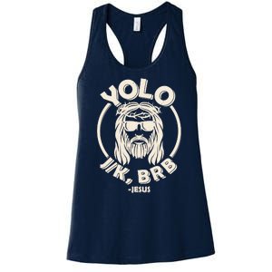 Funny Easter YOLO JK BRB Jesus Women's Racerback Tank