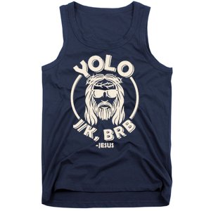 Funny Easter YOLO JK BRB Jesus Tank Top