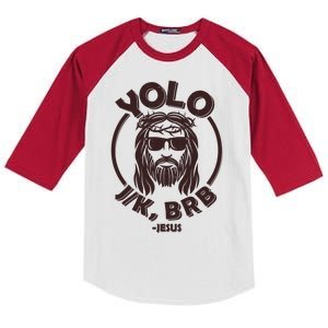 Funny Easter YOLO JK BRB Jesus Kids Colorblock Raglan Jersey