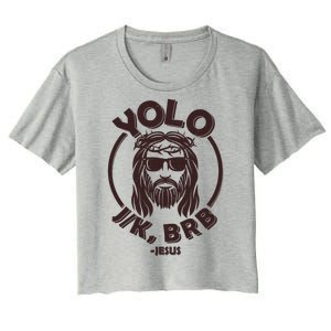 Funny Easter YOLO JK BRB Jesus Women's Crop Top Tee