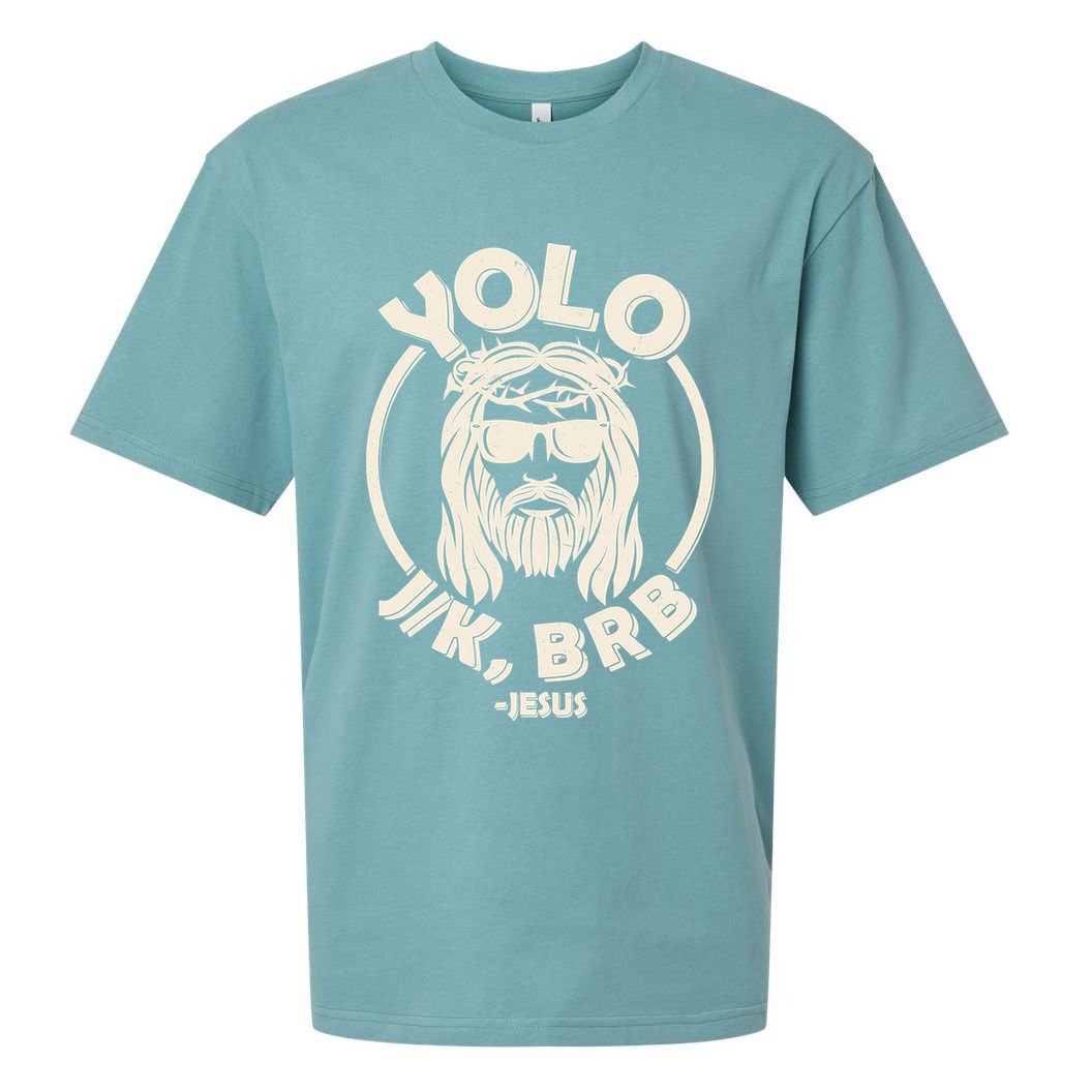 Funny Easter YOLO JK BRB Jesus Sueded Cloud Jersey T-Shirt