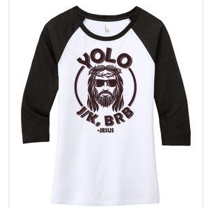 Funny Easter YOLO JK BRB Jesus Women's Tri-Blend 3/4-Sleeve Raglan Shirt