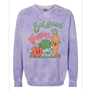 funny Eat your Veggies retro 90s style Vegetable Colorblast Crewneck Sweatshirt