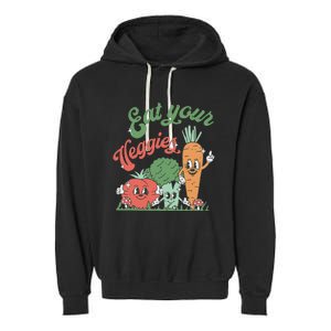 funny Eat your Veggies retro 90s style Vegetable Garment-Dyed Fleece Hoodie