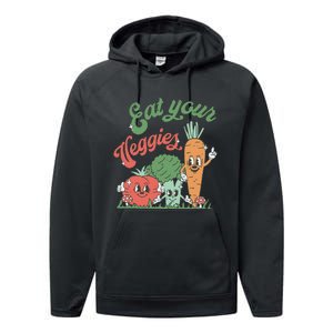 funny Eat your Veggies retro 90s style Vegetable Performance Fleece Hoodie