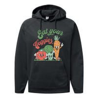 funny Eat your Veggies retro 90s style Vegetable Performance Fleece Hoodie