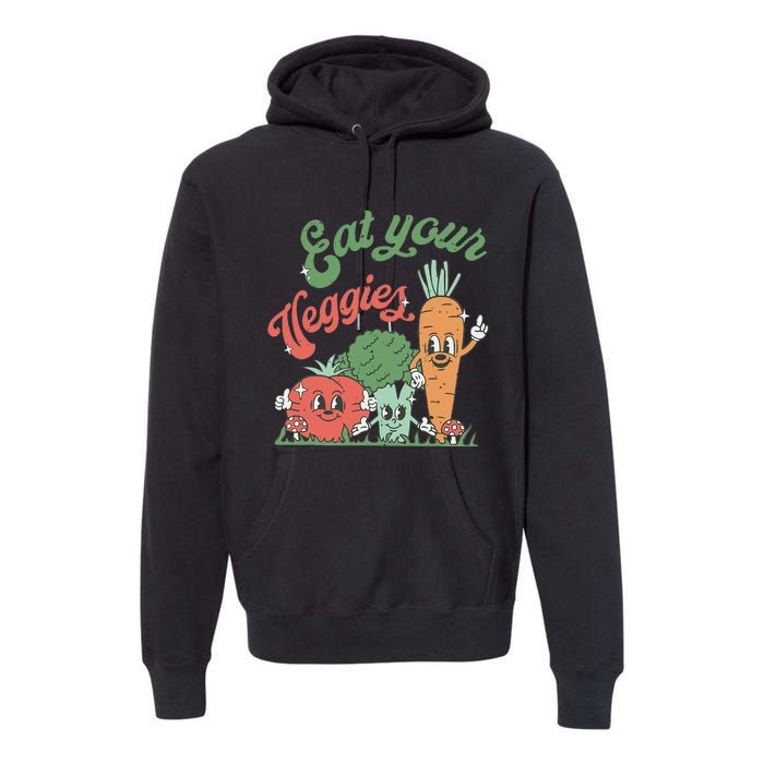 funny Eat your Veggies retro 90s style Vegetable Premium Hoodie