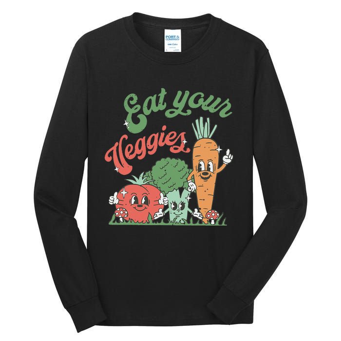 funny Eat your Veggies retro 90s style Vegetable Tall Long Sleeve T-Shirt