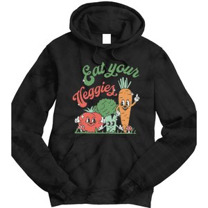 funny Eat your Veggies retro 90s style Vegetable Tie Dye Hoodie