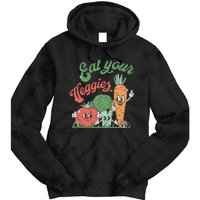 funny Eat your Veggies retro 90s style Vegetable Tie Dye Hoodie