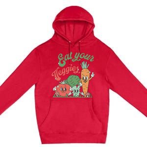 funny Eat your Veggies retro 90s style Vegetable Premium Pullover Hoodie