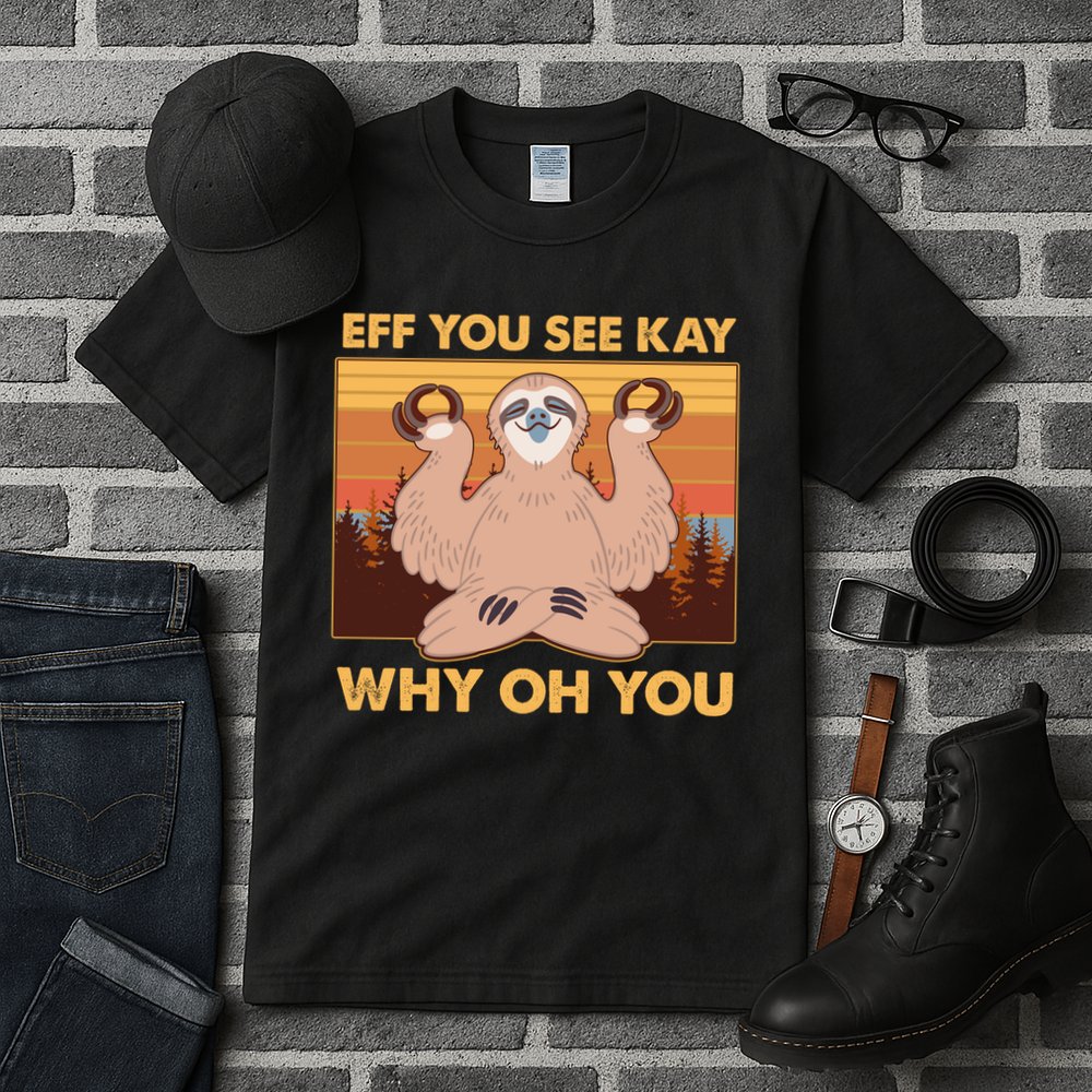 Funny EFF YOU SEE KAY WHY OH YOU Meditating Sloth Tall T-Shirt