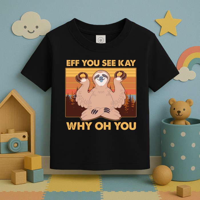 Funny EFF YOU SEE KAY WHY OH YOU Meditating Sloth Toddler T-Shirt