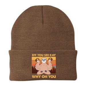 Funny EFF YOU SEE KAY WHY OH YOU Meditating Sloth Knit Cap Winter Beanie