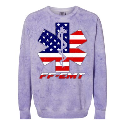 FF-EMT Firefighter Emergency Medical Tech Colorblast Crewneck Sweatshirt