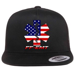 FF-EMT Firefighter Emergency Medical Tech Flat Bill Trucker Hat