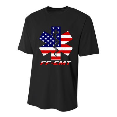 FF-EMT Firefighter Emergency Medical Tech Youth Performance Sprint T-Shirt