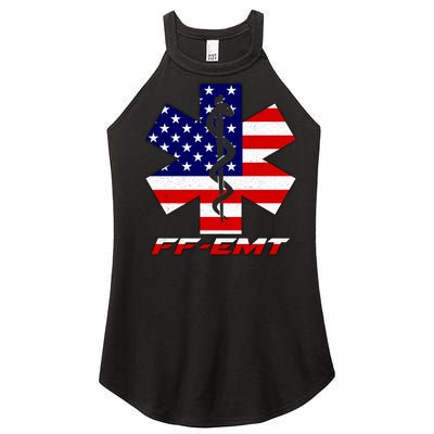 FF-EMT Firefighter Emergency Medical Tech Women’s Perfect Tri Rocker Tank