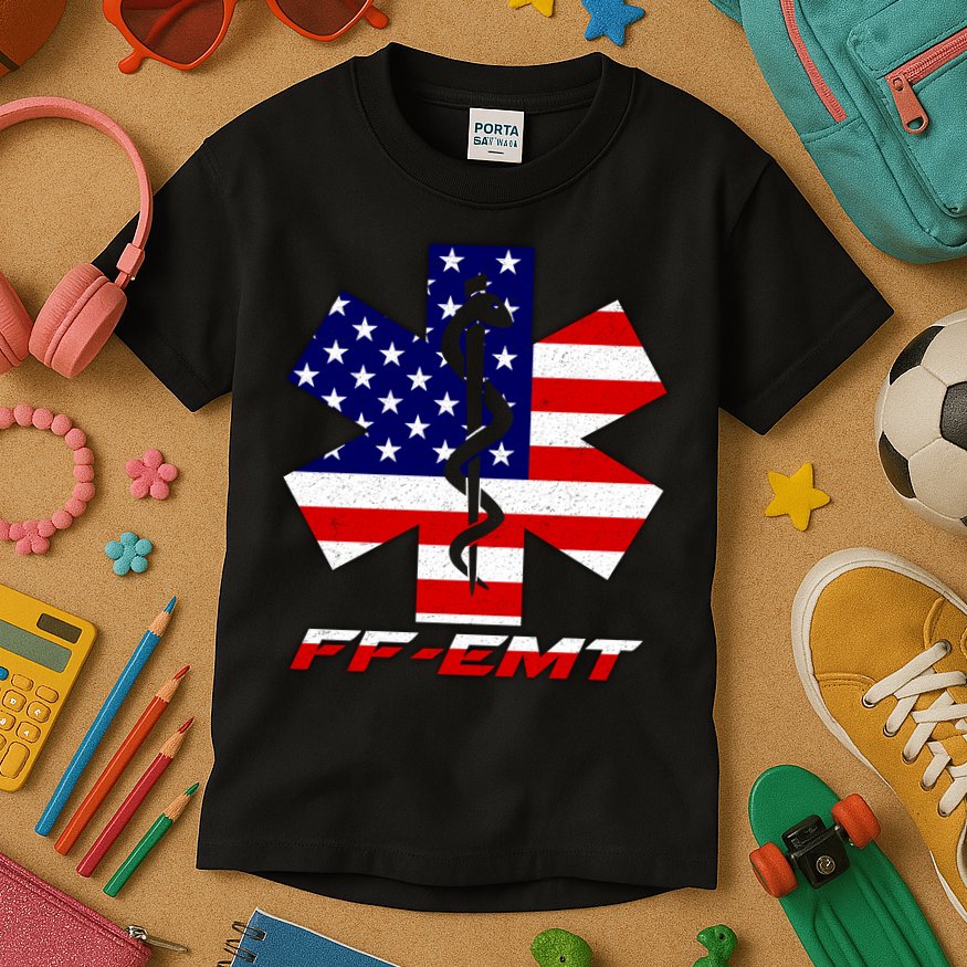 FF-EMT Firefighter Emergency Medical Tech Kids T-Shirt