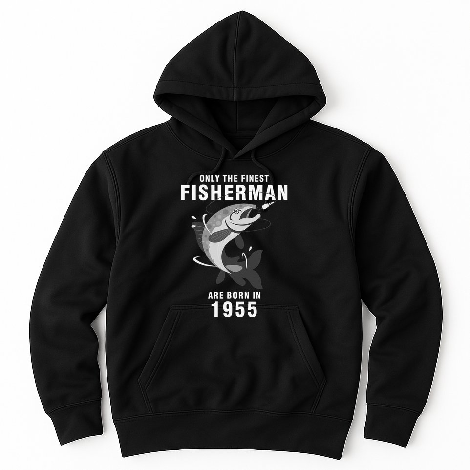 Fishing Fisherman 1955 65th Birthday Are Born In 1955 Hoodie
